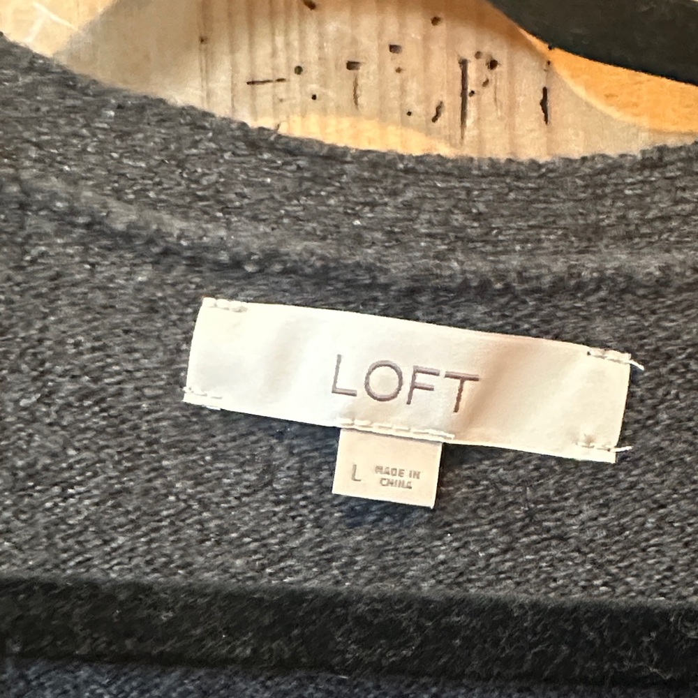 LOFT Charcoal Gray Star Embellished V-Neck Cardigan - Picture 2 of 4
